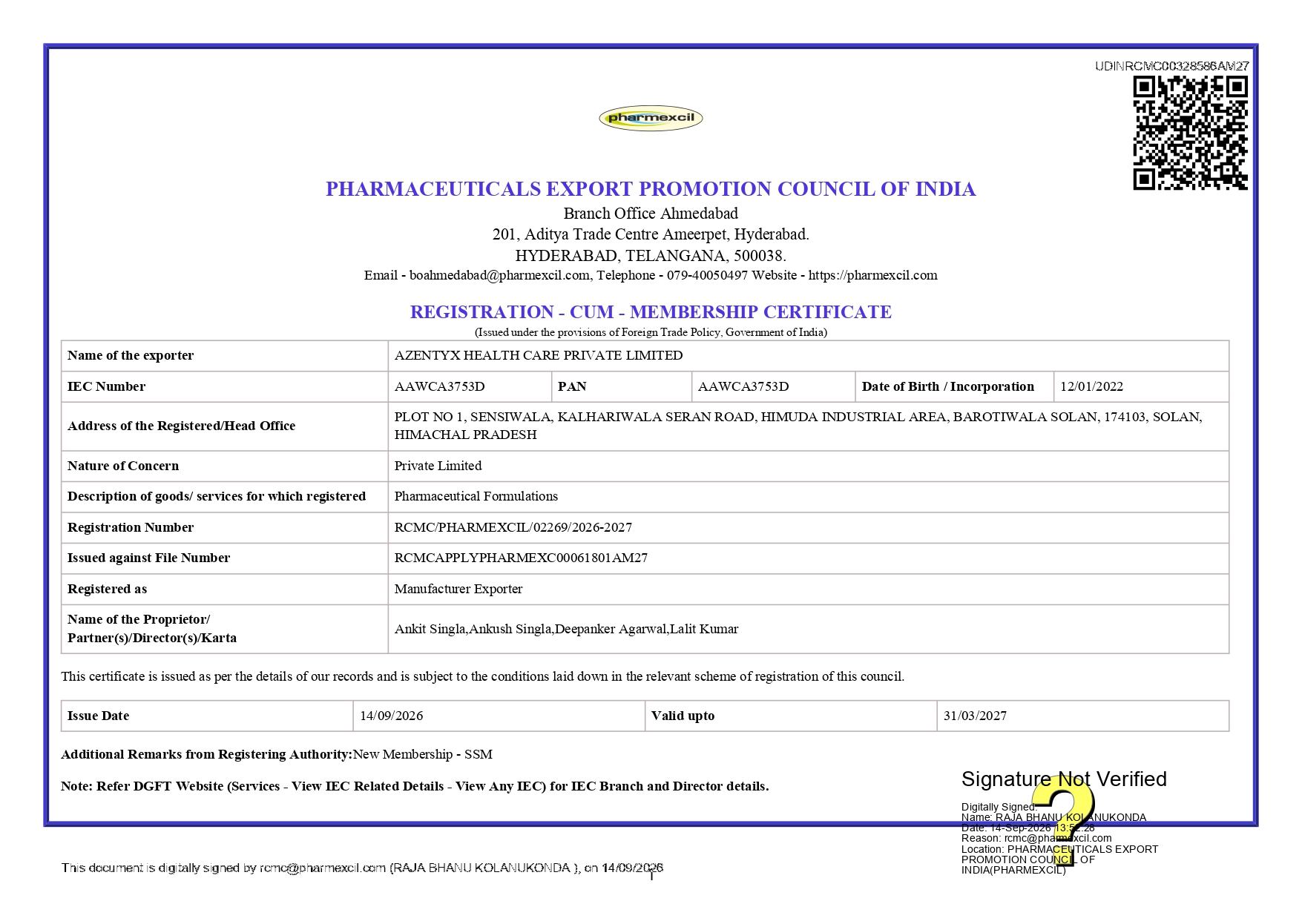 Azentyx Health Care Certificate